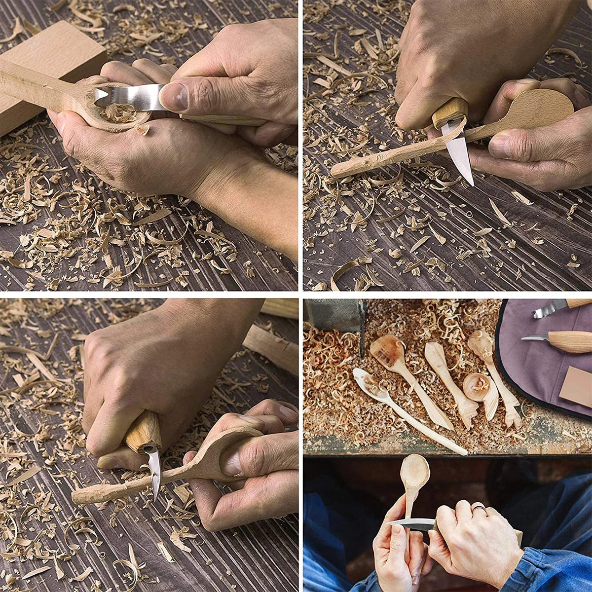 5PCS Wood Carving Spoon Blank Kit Wood Carving Spoon Blanks Beech and Walnut DIY Wood Crafts Wood Carving Blocks for Expert