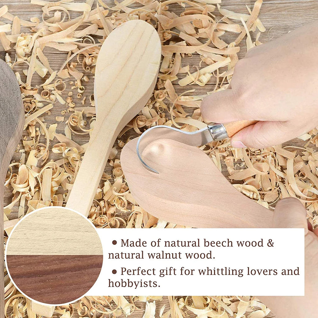 5PCS Wood Carving Spoon Blank Kit Wood Carving Spoon Blanks Beech and Walnut DIY Wood Crafts Wood Carving Blocks for Expert